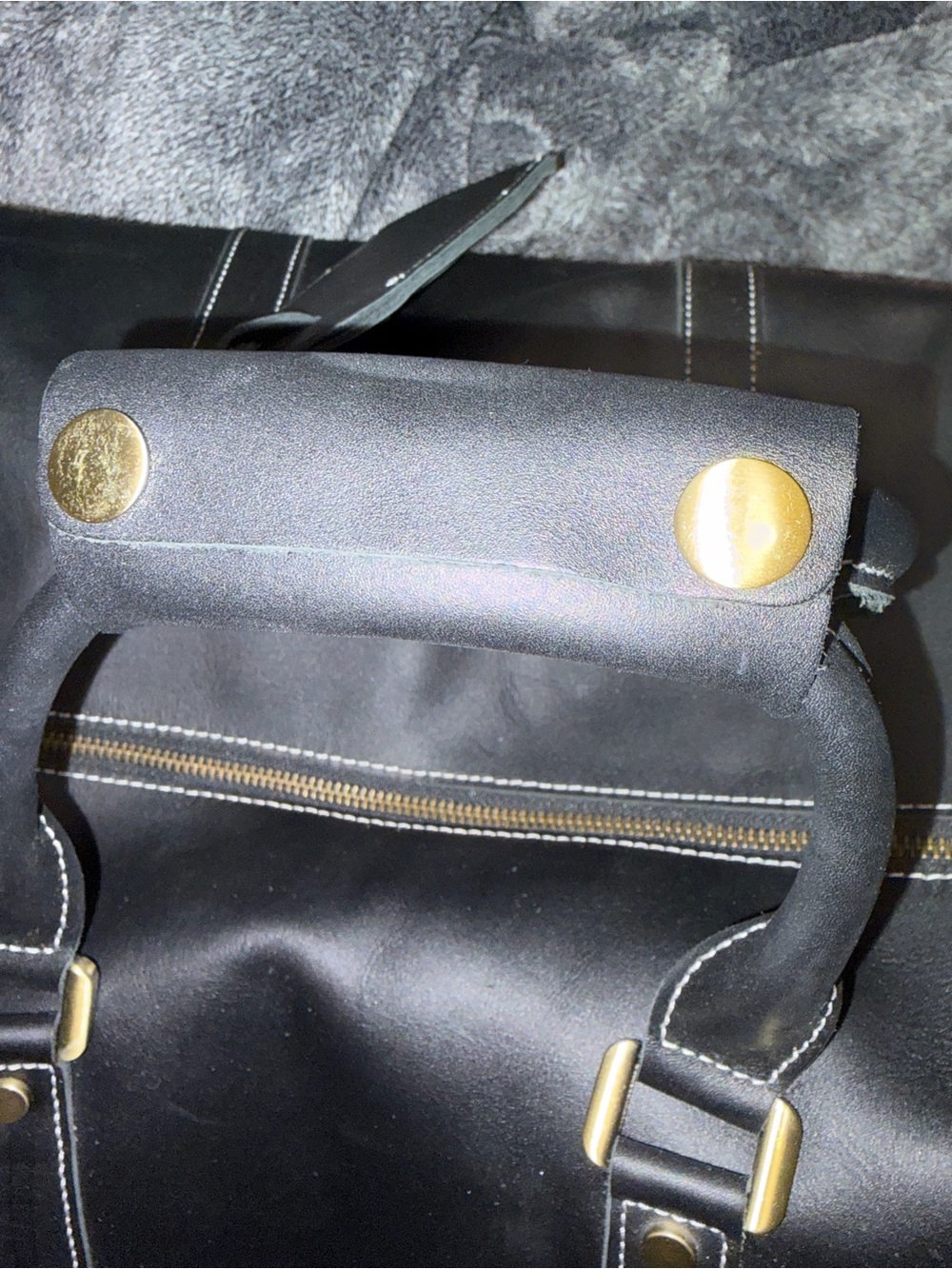Mens Black Genuine Leather Overnight Duffel Bag Weekender Travel Carry-On 22” - Picture 7 of 13